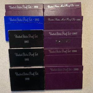 U.S. Mint Proof Sets 1980 Thru 1989  Lot of 10